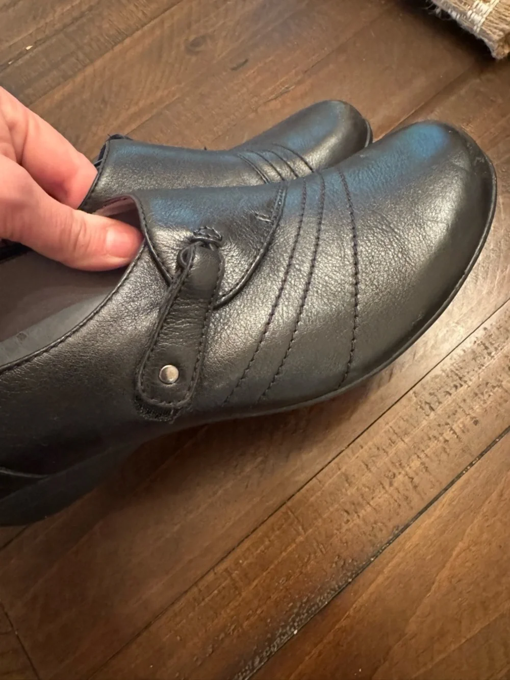 Dansko Franny Women’s Black Leather Slip On Wedge Sz 38 Comfort Arch Support